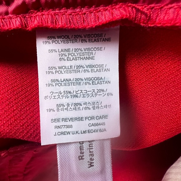 J. Crew NEW Red Wool Blend Patio Pants Size 8 - Picture 10 of 12